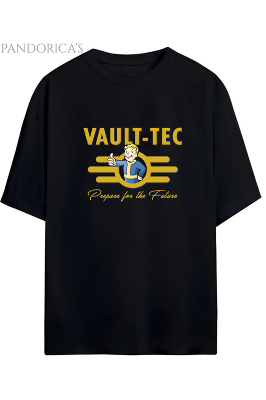 FALLOUT VAULT-TECH TASARIMI BASKILI "PREPARE FOR THE FUTURE" YAZILI PAMUKLU UNISEX TİŞÖRT
