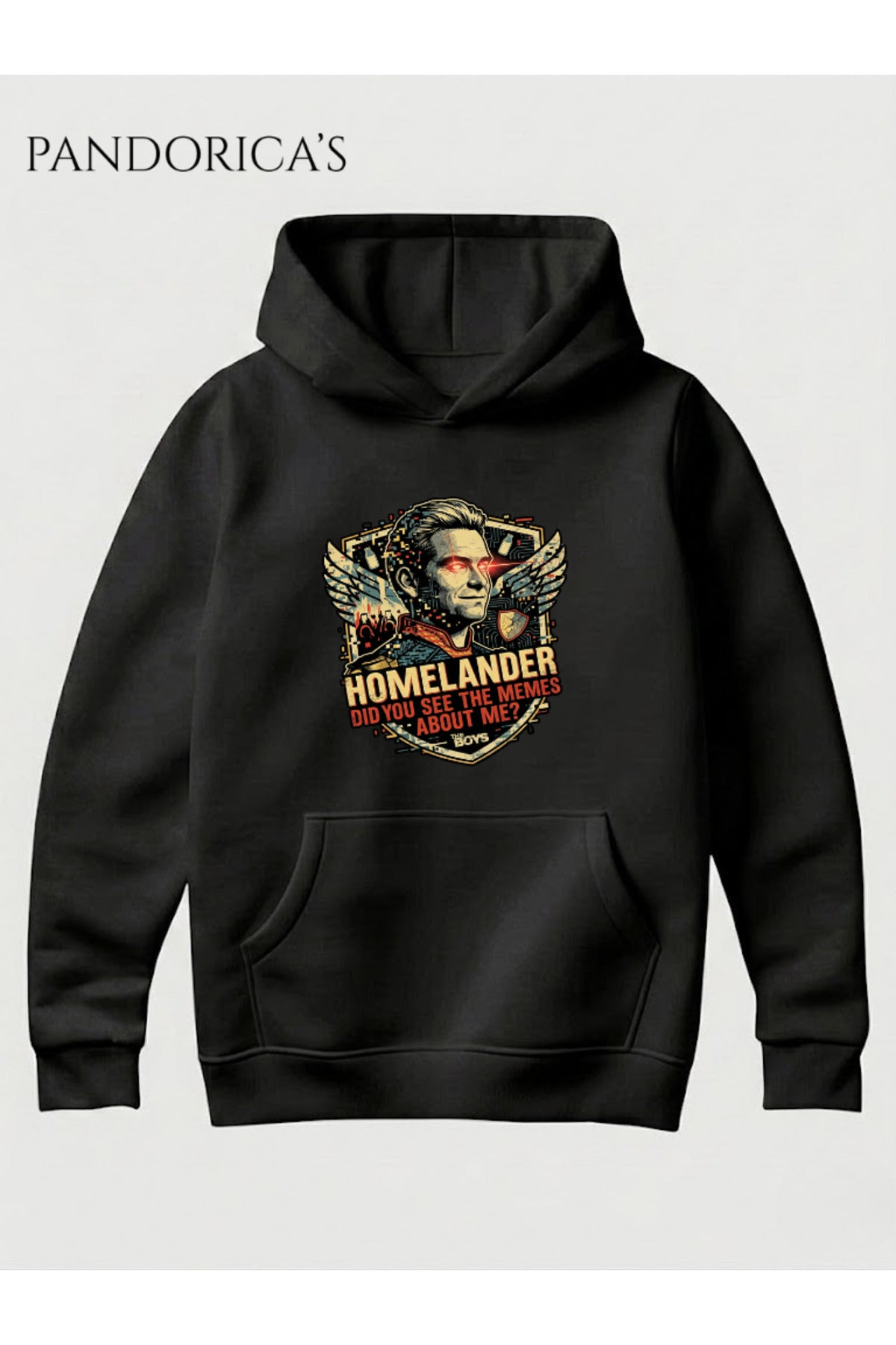 Siyah The Boys Homelander Tasarımı "Did You See The Memes About Me?" Yazılı Baskılı Unisex Kapüşonlu Pamuklu Sweatshirt Hoodie - 204