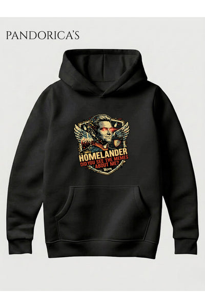 The Boys HOMELANDER Tasarımı "DID YOU SEE THE MEMES ABOUT ME?" Yazılı Baskılı Unisex Kapüşonlu Pamuklu Sweatshirt Hoodie