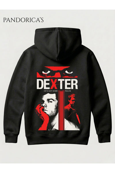 DEXTER Tasarımı Yazılı SIRT Baskılı Unisex Kapüşonlu Pamuklu Sweatshirt Hoodie