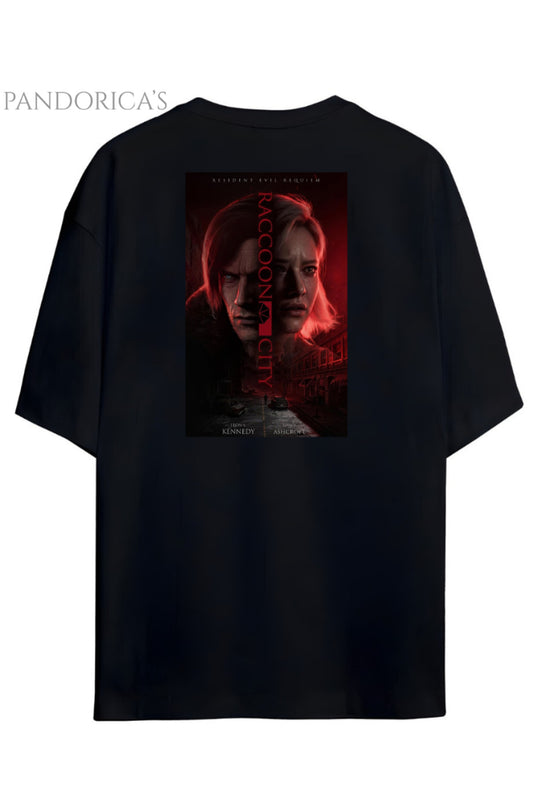 Pandorica's Resident Evil 9 Leon&Grace Tasarimi Sırt ve Ön Baskılı Unisex Pamuklu T-shirt