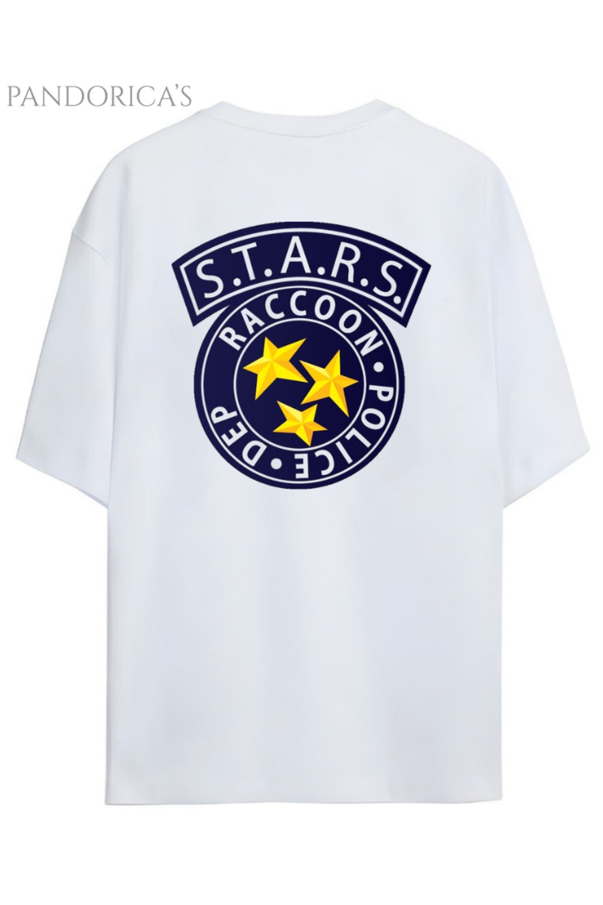 Pandorica's Resident Evil S.T.A.R.S Rpd Tasarımı Sırt Ve Göğüs Baskılı Unisex Pamuklu T-Shirt