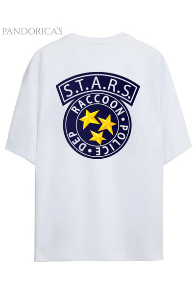 Pandorica's Resident Evil S.T.A.R.S RPD Tasarimi Sırt ve Göğüs Baskılı Unisex Pamuklu T-shirt