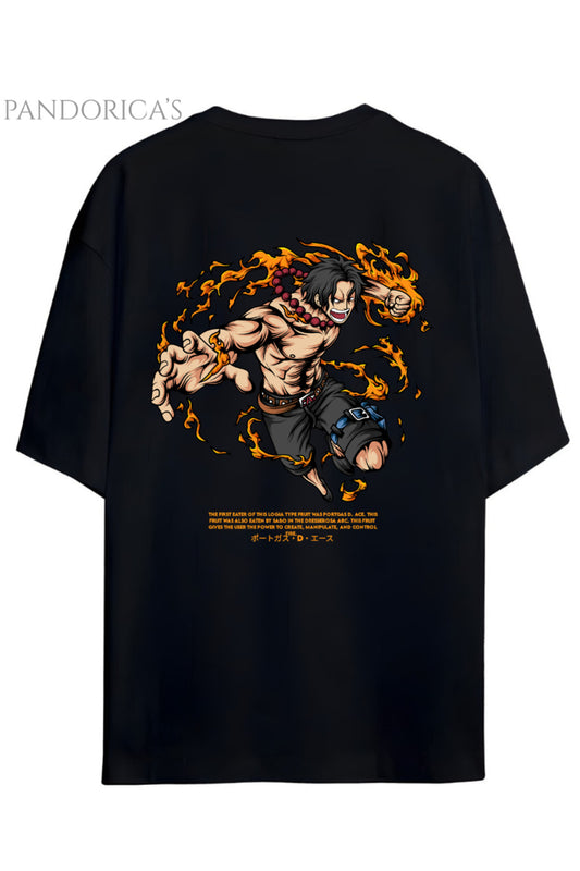 ONE PIECE ÖZEL TASARIM SERİSİ "ACE" SIRT BASKILI YAZILI UNISEX PAMUKLU TİŞÖRT