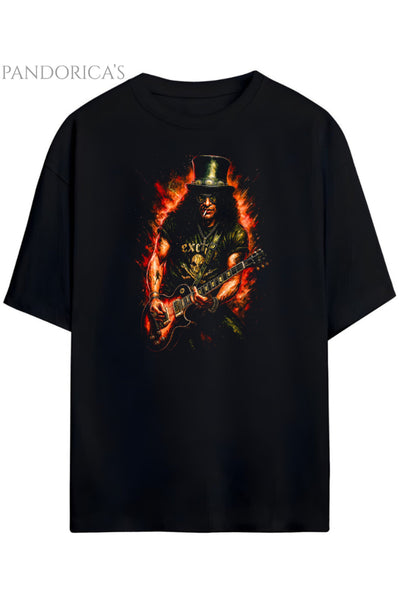 Pandorica's Guns N' Roses Slash Solo Tasarım Unisex Pamuklu T-shirt