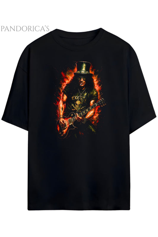 Pandorica's Guns N' Roses Slash Solo Tasarım Unisex Pamuklu T-shirt