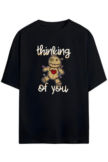 Thinking Of You Yazılı Çizimlı Unisex Pamuklu T-shirt