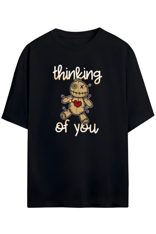 Thinking Of You Yazılı Çizimlı Unisex Pamuklu T-shirt