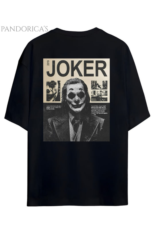 Pandorica's Joker Tasarımı Sırt ve Göğüs Baskılı "It's not a joke" Yazılı Unisex Pamuklu T-shirt