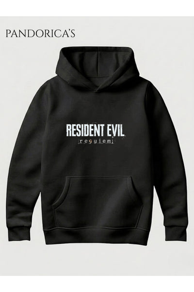 RESIDENT EVIL 9 REQUIEM LEON S. KENNEDY Tasarımı Yazılı SIRT VE ÖN Baskılı Unisex Kapüşonlu Pamuklu Gamer Sweatshirt Hoodie