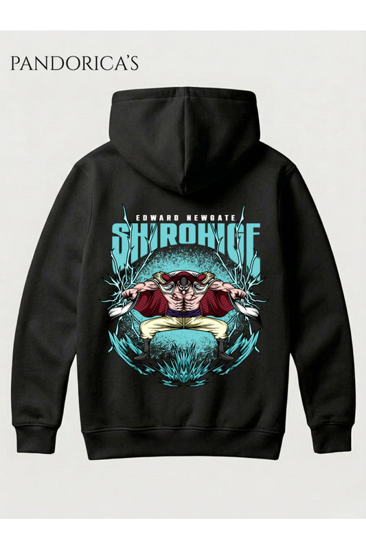 One Piece Özel Tasarım Serisi "EDWARD NEWGATE SHIROHIGE " Yazılı Sırt Baskılı Unisex Kapüşonlu Pamuklu Sweatshirt (Hoodie)