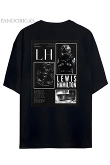 Pandorica's Lewis Hamilton Tasarımı Sırt ve Göğüs Baskılı Unisex Pamuklu T-shirt