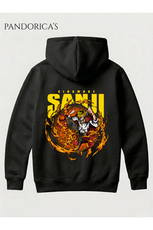 One Piece Özel Tasarım Serisi "VINSMOKE SANJI" Yazılı Sırt Baskılı Unisex Kapüşonlu Pamuklu Sweatshirt (Hoodie)
