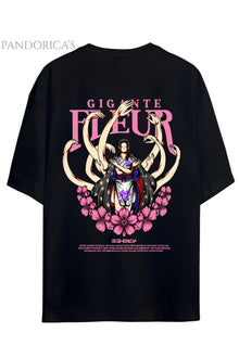 ONE PIECE ÖZEL TASARIM SERİSİ "GIGANTE FLEUR" SIRT BASKILI YAZILI UNISEX PAMUKLU TİŞÖRT