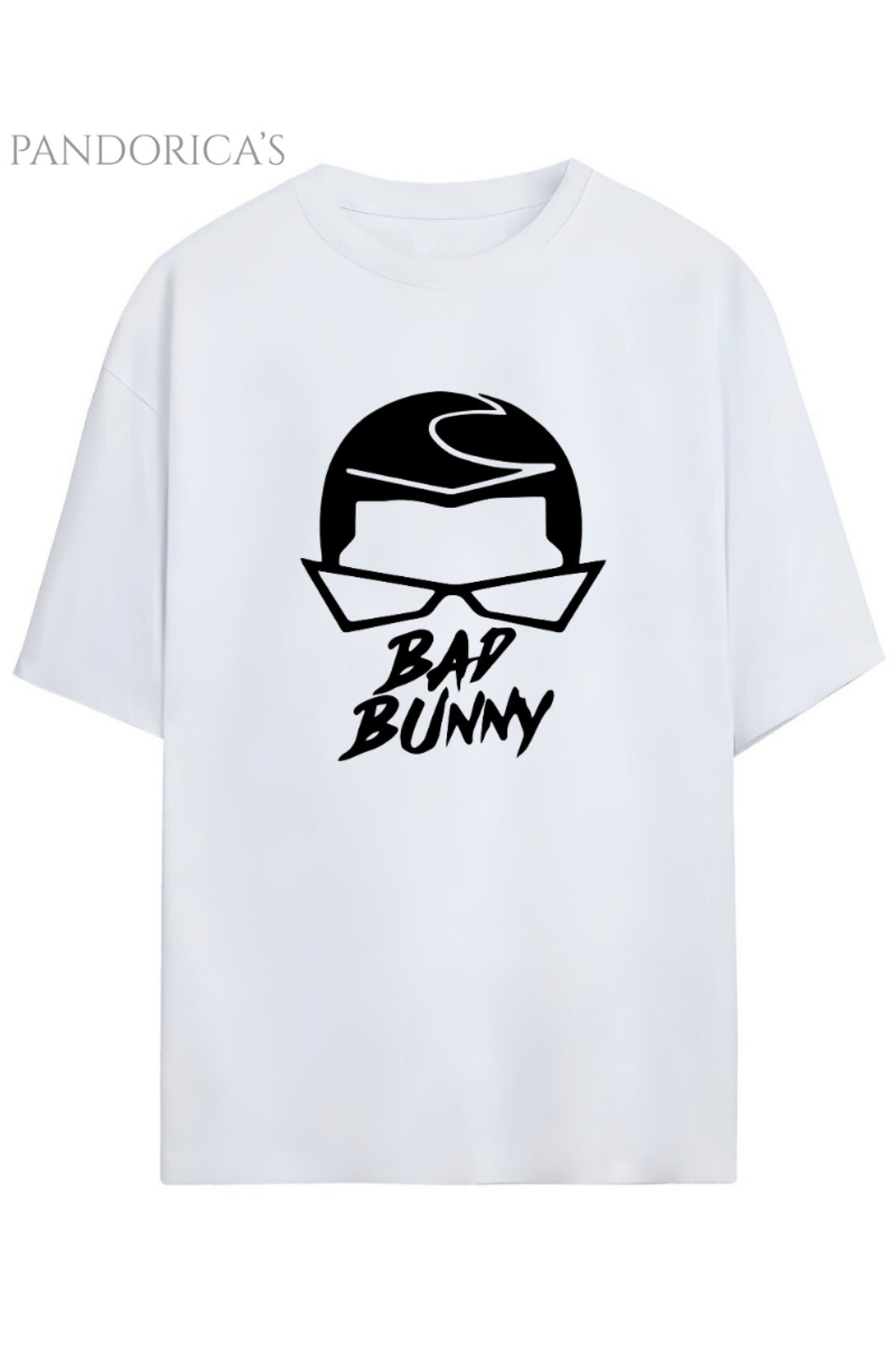 Beyaz Bad Bunny Tasarım Serisi Yazılı Baskılı Relaxed Kalıp Pamuklu Unisex Tişört - 10