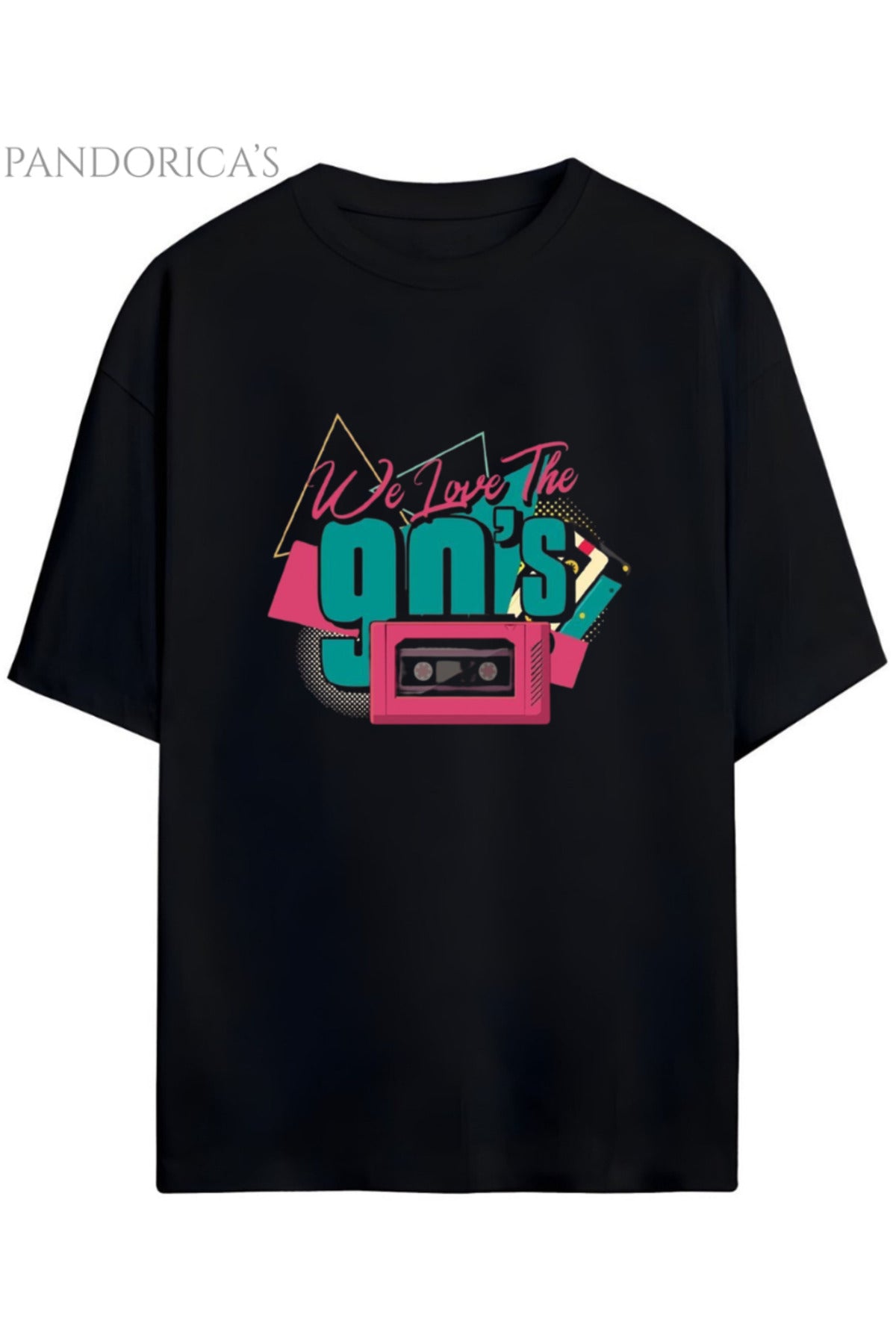 Pandorica's 90Lar "We Love 90's" Yazılı Baskılı Retro Tasarım Serisi Unisex Pamuklu Tişört