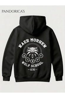 THE WITCHER KAER MORHEN Tasarımı Yazılı SIRT Baskılı Unisex Kapüşonlu Pamuklu Gamer Sweatshirt Hoodie