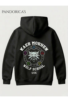 THE WITCHER KAER MORHEN Tasarımı Yazılı SIRT Baskılı Unisex Kapüşonlu Pamuklu Gamer Sweatshirt Hoodie