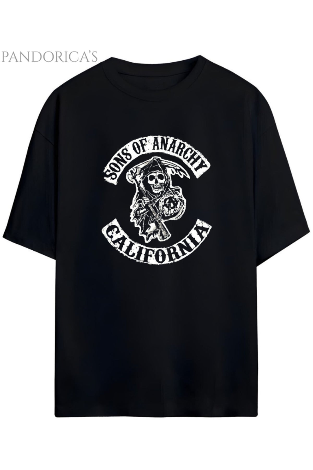 Sons Of Anarchy Motorcu Stili Baskılı Pamuklu Relaxed Kalıp Siyah Unisex Tişört - 21
