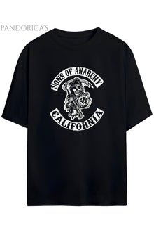 Sons Of Anarchy Motorcu Stili Baskılı Pamuklu Relaxed Kalıp Siyah Unisex Tişört