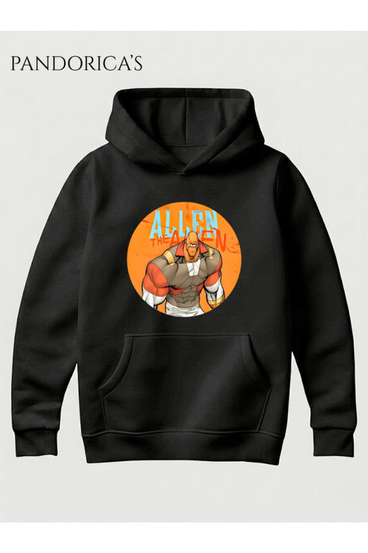 INVINCIBLE Tasarım Serisi "ALLEN THE ALEN" Yazılı Baskılı Unisex Kapüşonlu Pamuklu Sweatshirt (Hoodie)