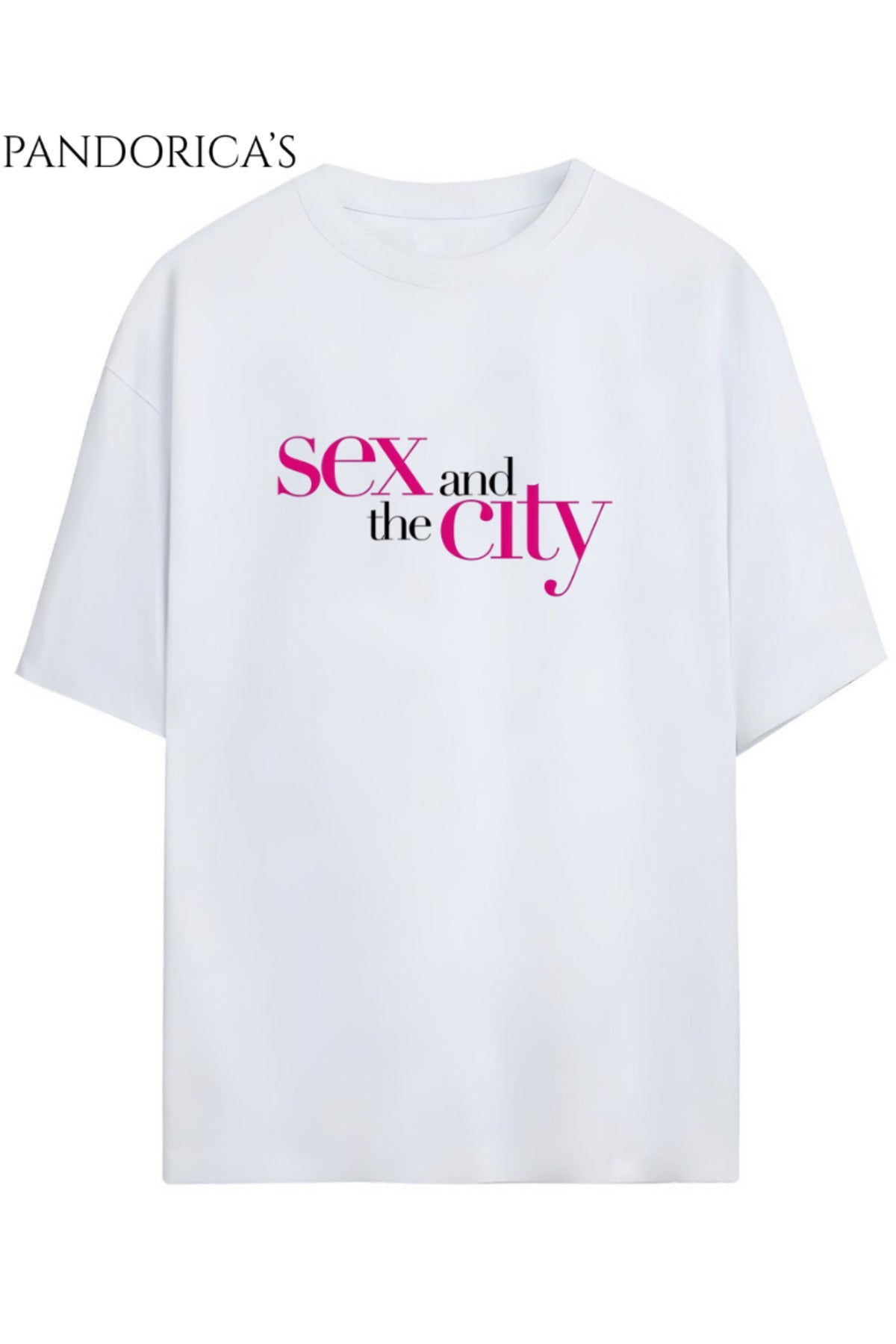 Beyaz Sex And The City Tasarım Serisi Yazılı Baskılı Relaxed Kalıp Pamuklu Tişört - 5