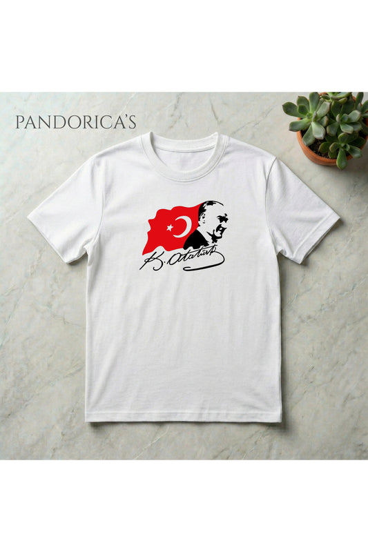Pandorica's Mustafa Kemal ATATÜRK Tasarımı İmzalı Baskılı Unisex Pamuklu T-shirt