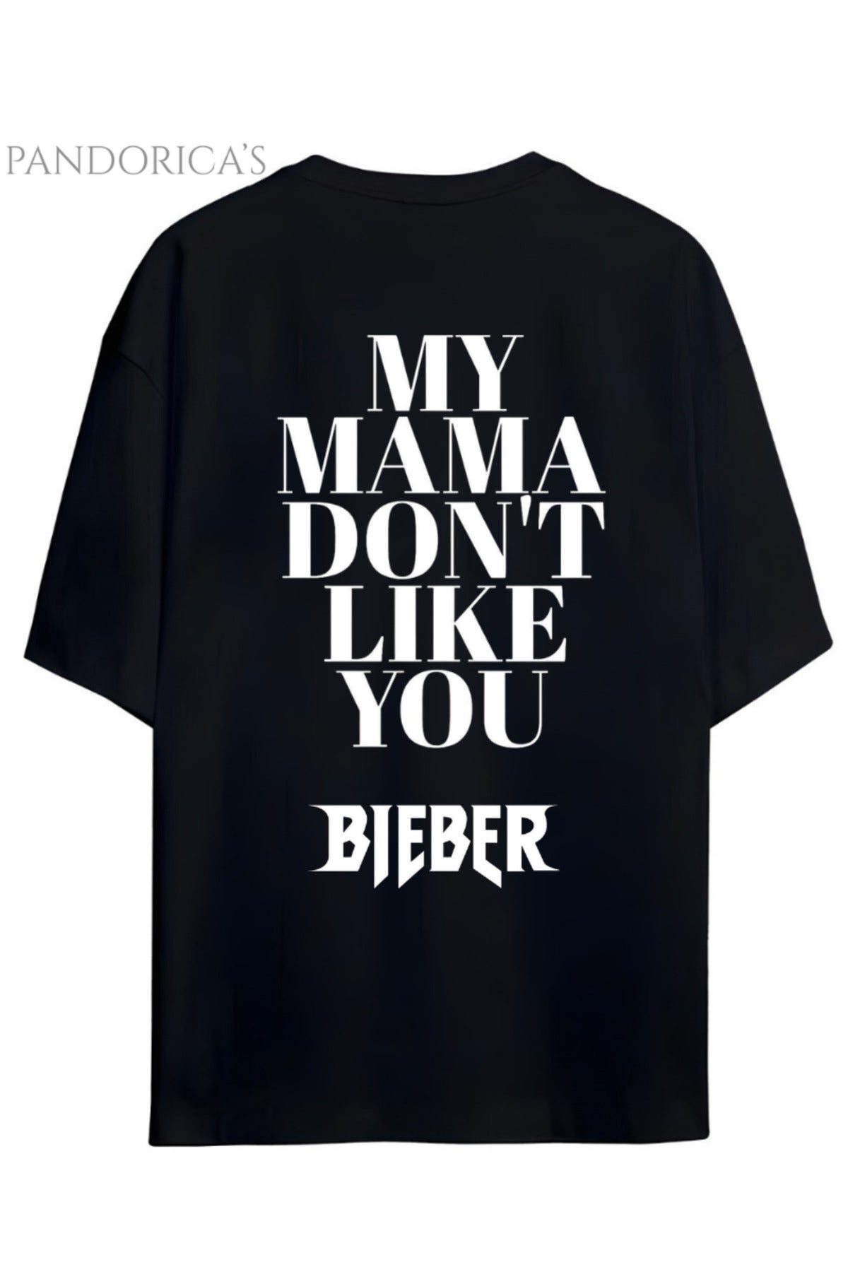 Justin Bieber "My Mama Doesn't Like You" Yazılı Sırt Baskılı Pamuklu Unisex Tişört
