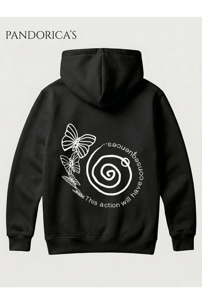 LIFE IS STRANGE Tasarımı "This Action Will Have Consequences..." Yazılı SIRT VE ÖN Baskılı Unisex Kapüşonlu Pamuklu Sweatshirt Hoodie