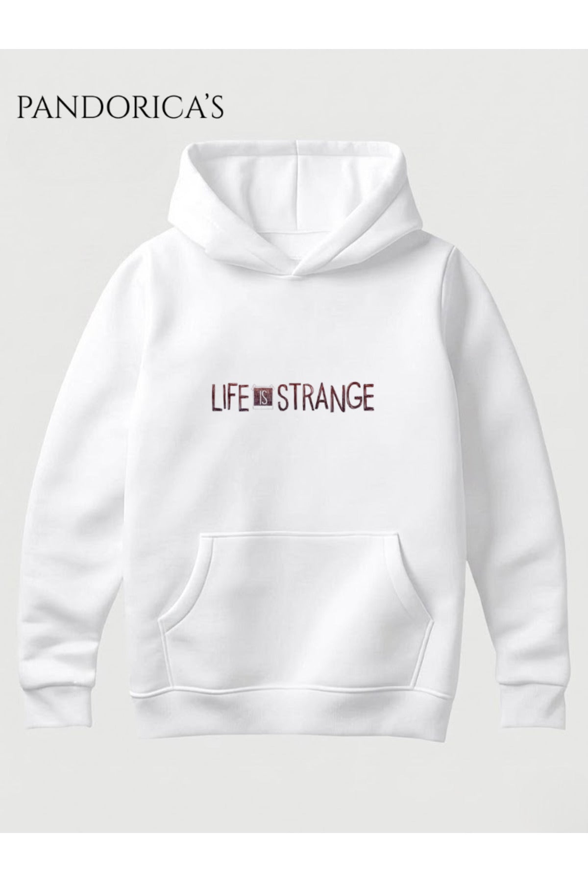 Beyaz Life Is Strange Tasarımı Yazılı Baskılı Unisex Kapüşonlu Pamuklu Sweatshirt Hoodie - 33