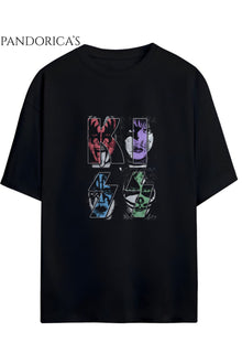 KISS Tasarımı Yazılı Baskılı Unisex Pamuklu Relaxed Kalıp Tişört
