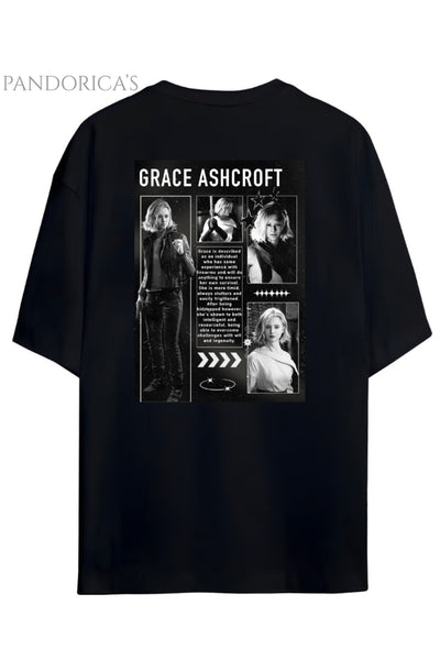 Pandorica's Resident Evil Grace Ashcroft Karakter Dosyası Sırt Baskılı Unisex Pamuklu T-shirt
