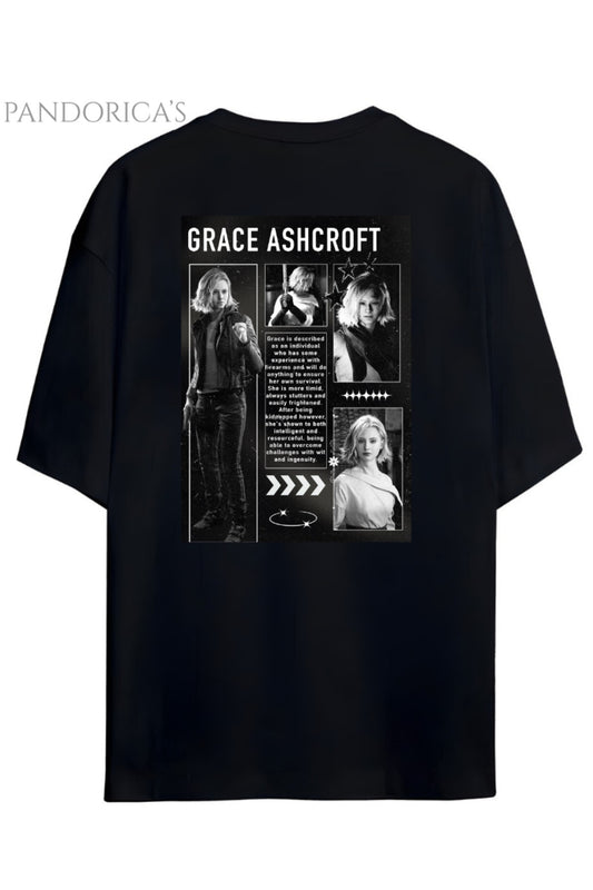 Pandorica's Resident Evil Grace Ashcroft Karakter Dosyası Sırt Baskılı Unisex Pamuklu T-shirt