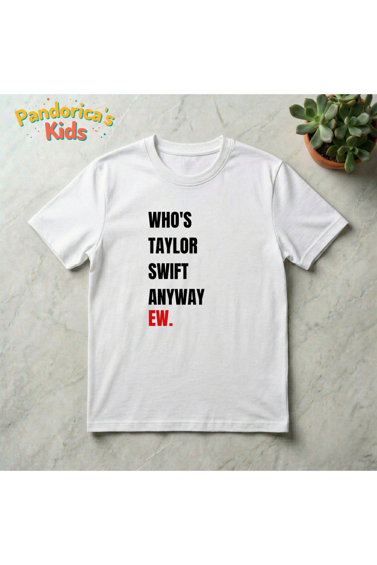 Beyaz Pandorica's Taylor Swift Tasarımı The Eras Tour Konser Tshirt Serisi Pamuklu Unisex Çocuk T-Shirt - 97