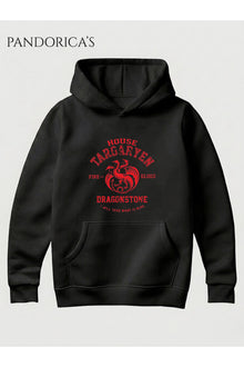 Game Of Thrones House Dragon Tasarımı Unisex Kapüşonlu Pamuklu Sweatshirt (Hoodie)