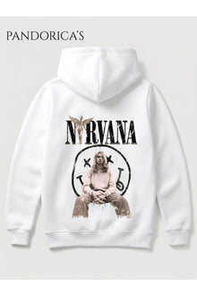 NIRVANA Tasarımı Yazılı SIRT Baskılı Unisex Kapüşonlu Pamuklu Sweatshirt Kanguru Cep Hoodie
