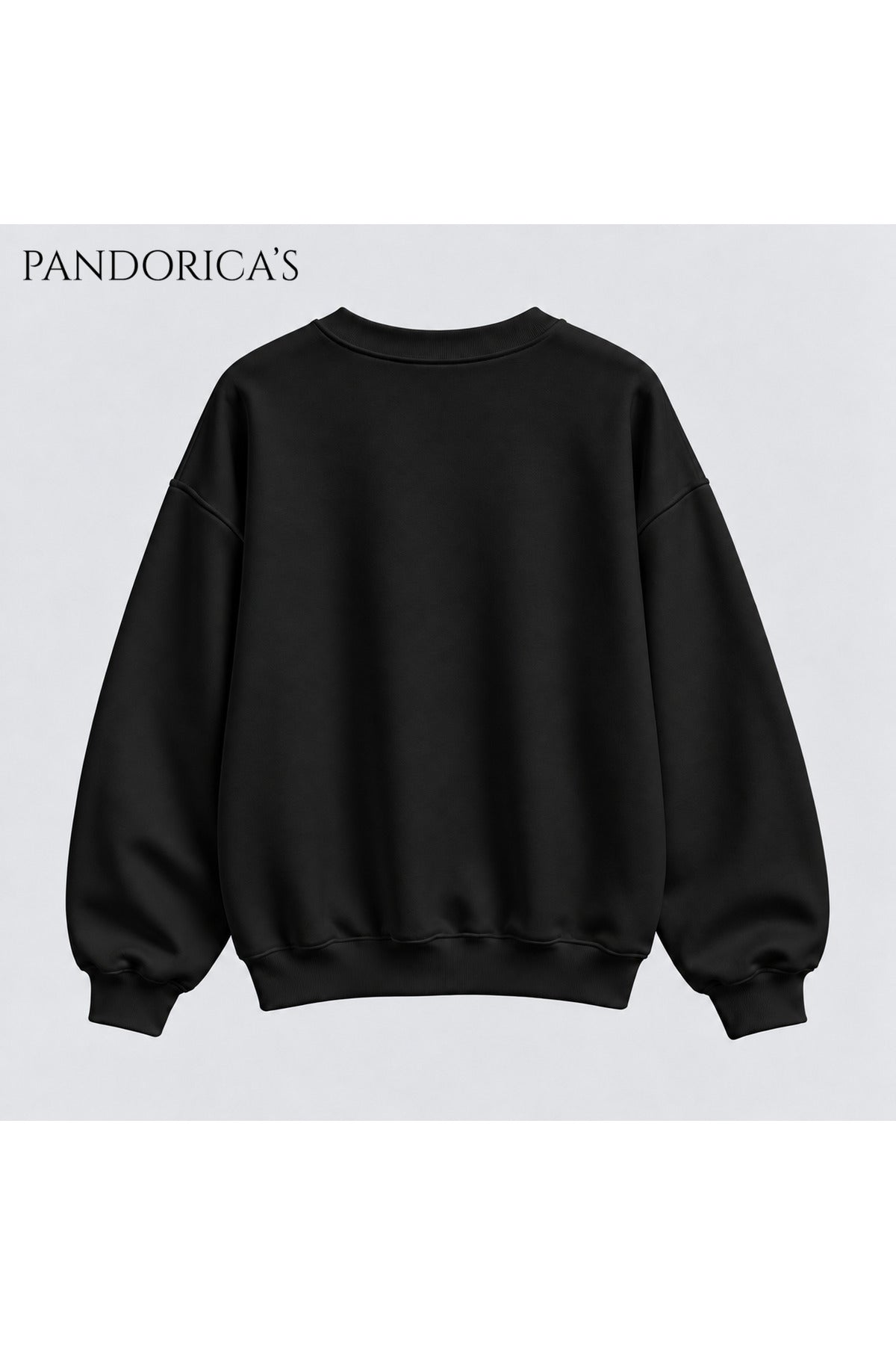 Siyah Unisex Düz Baskısız Bisiklet Yaka 3 İplik Şardonlu Pamuklu Relaxed Sweatshirt Kışlık