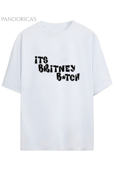 Britney Spears Tasarım Serisi Baskılı "IT'S BRITNEY " Yazılı Pamuklu Relaxed Kalıp Unisex Tişört