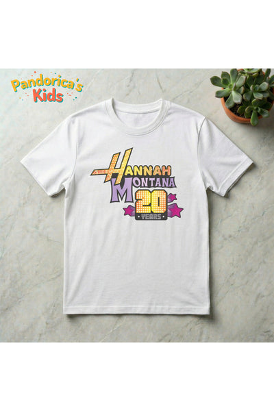 Pandorica's Hannah Montana Miley Cyrus 20. Yıl Özel Pamuklu Çocuk T-Shirt