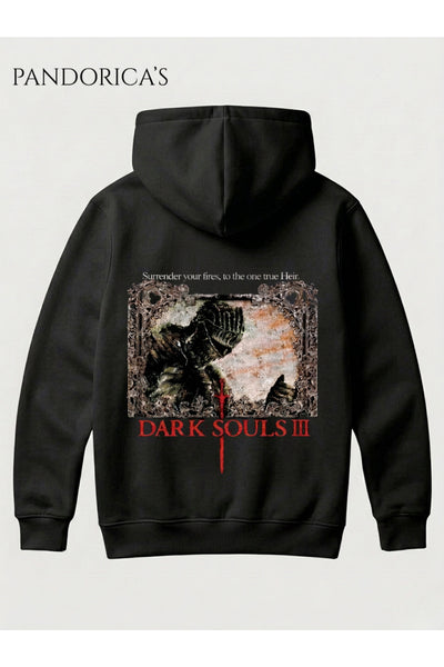 DARK SOULS 3 Tasarım Serisi Yazılı SIRT Baskılı Unisex Kapüşonlu Pamuklu Sweatshirt Gamer Hoodie
