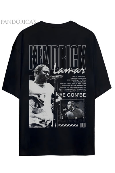 Kendrick Lamar Tasarımı Sırt Baskılı Yazılı Pamuklu Relaxed Kalıp Unisex Tişört