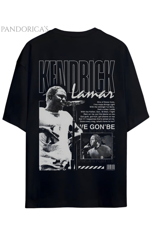 Kendrick Lamar Tasarımı Sırt Baskılı Yazılı Pamuklu Relaxed Kalıp Unisex Tişört