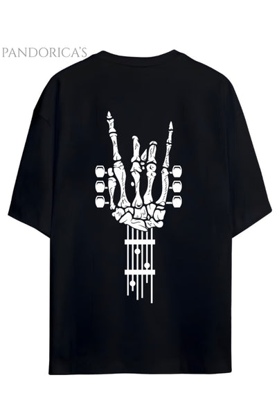 Pandorica's ROCK TASARIM SERİSİ Yazılı Gitar Baskılı Unisex Pamuklu Relaxed Kalıp T-shirt