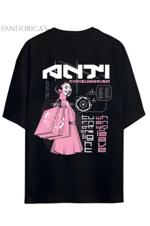 Streetwear Tasarımları Japanese Style "Anti-Consumerism" Yazılı Sırt Baskılı Pamuklu Unisex Tişört