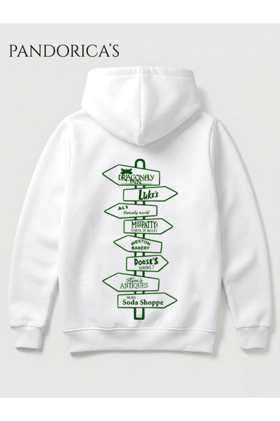 GILMORE GIRLS İkonik Semboller Tasarımı Yazılı SIRT Baskılı Unisex Kapüşonlu Pamuklu Sweatshirt Hoodie