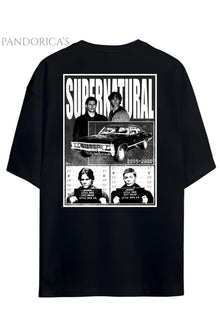 Pandorica's Supernatural Tasarimi Sırt ve Göğüs Baskılı Unisex Pamuklu T-shirt
