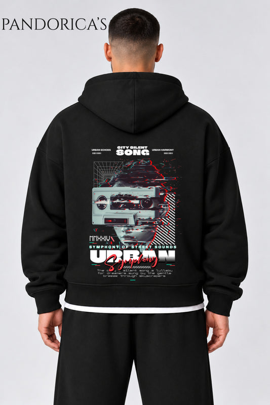 Urban Streetwear Konseptli Unisex Oversize Yazılı SIRT Baskılı Pamuklu Kapüşonlu Fermuarlı Hırka
