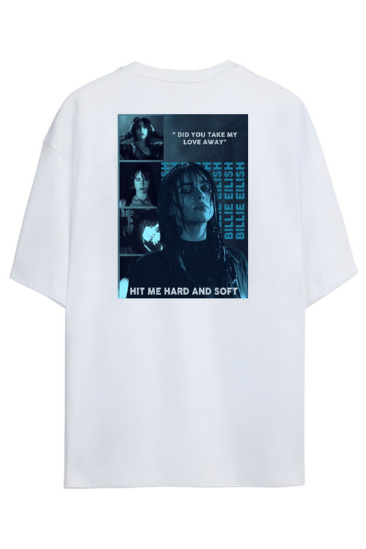 Billie Eilish Lovely Tasarimi Sırt ve Göğüs Baskılı Unisex Pamuklu T-shirt