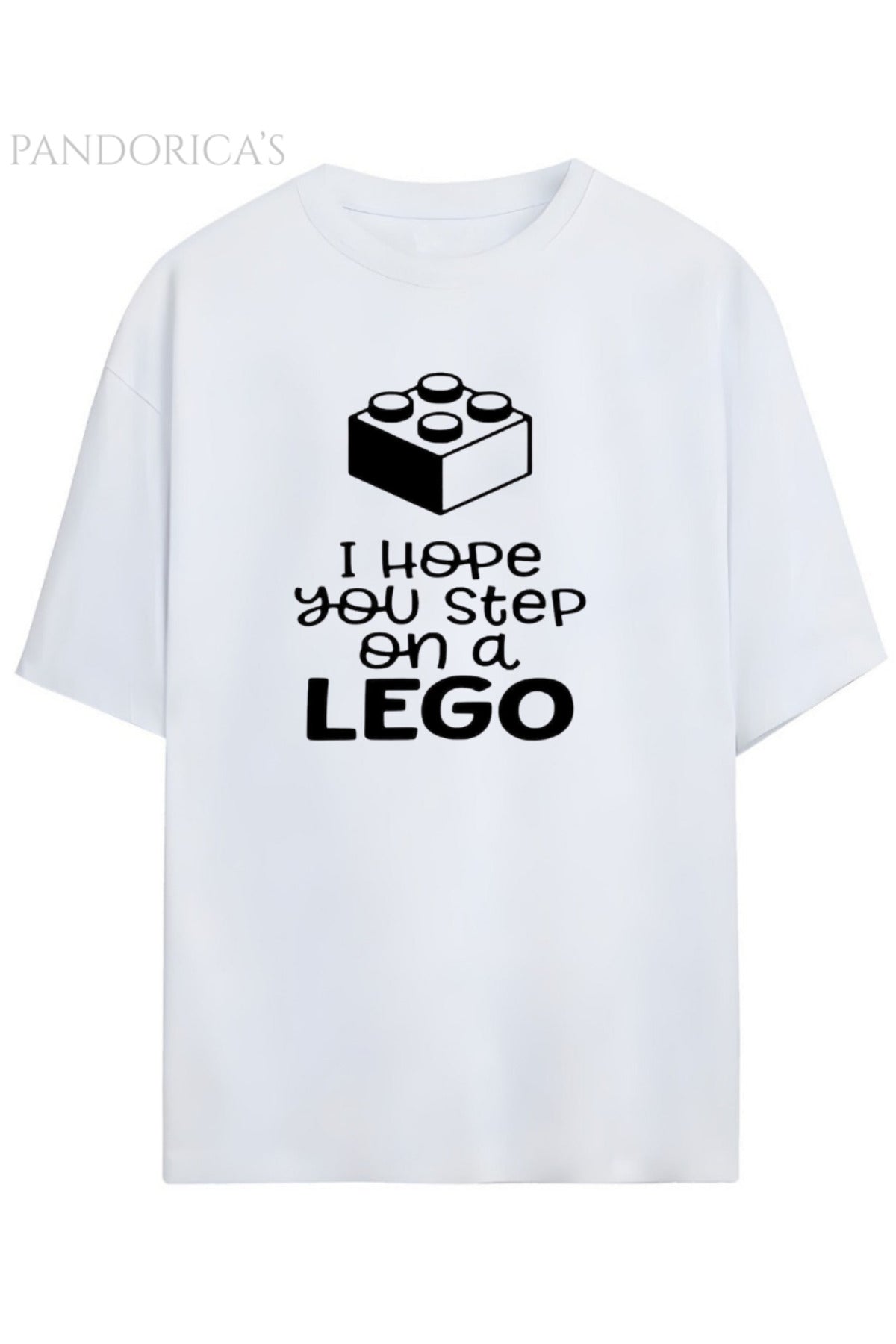 Pandorica's Komik Lego Tasarım Baskılı I Hope You Step Ön Lego Yazılı Unisex Pamuklu T-Shirt