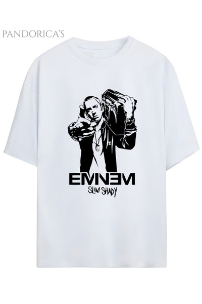EMINEM SLIM SHADY BASKILI YAZILI PAMUKLU UNISEX TİŞÖRT
